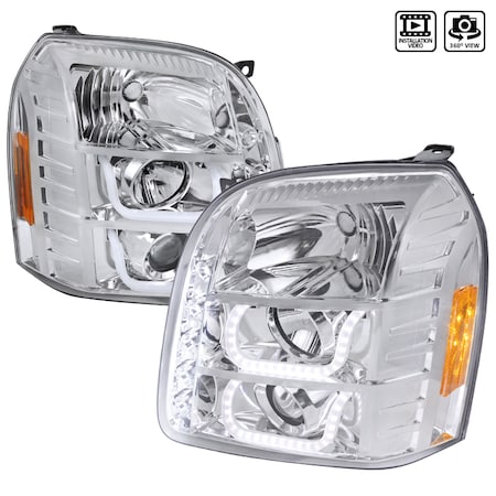 Spec-D Tuning 07-12 GMC Yukon U Shaped Halo Projector Chrome 2LHP-DEN07-V2-TM